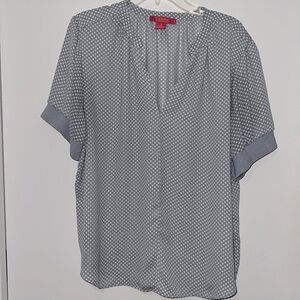 Catherine Malandrino Blue and White Polka Dot Patterned Blouse Size 1X